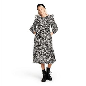 NWOT Sandy Liang for Target Leopard-Print Long Sleeve Dress